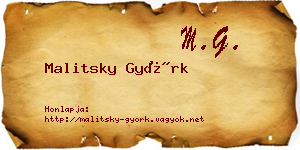 Malitsky Györk névjegykártya